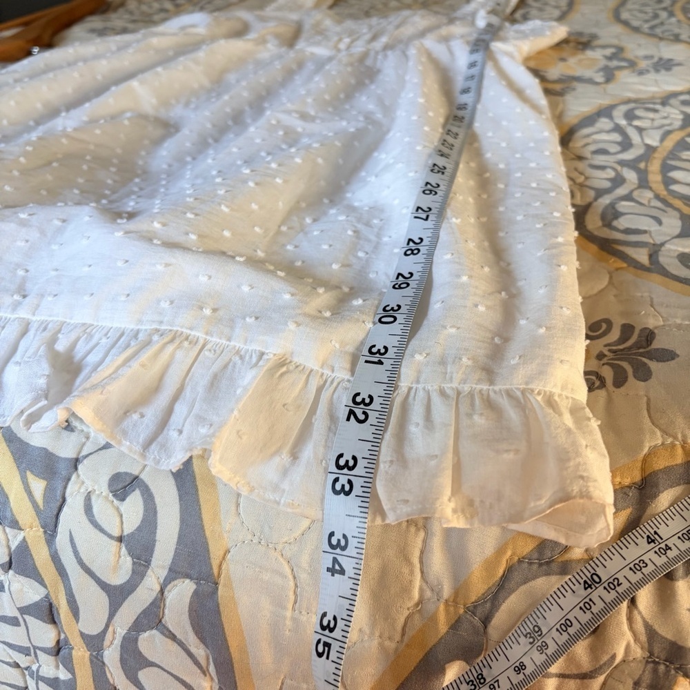 Abound Prairie Pintuck Button Square Neck White Mini Dress, Medium - Picture 11 of 14